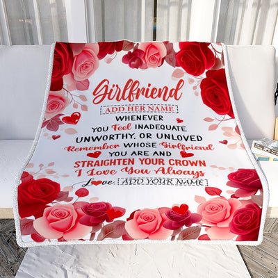Personalized To My Girlfriend Gifts From Fiance Blanket Rose Flower Anniversary Birthday Gifts Girlfriend Romantic For Her Christmas Custom Fleece Blanket | siriusteestore