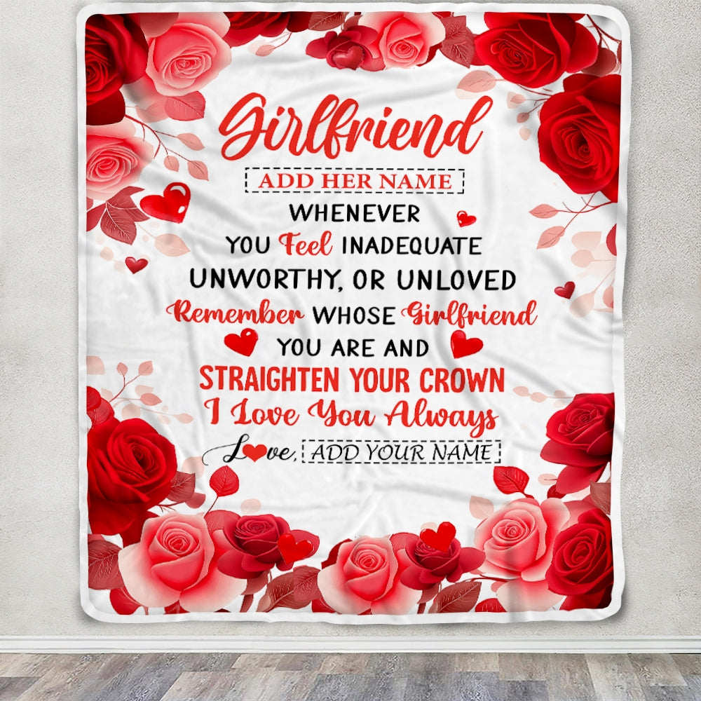 Personalized To My Girlfriend Gifts From Fiance Blanket Rose Flower Anniversary Birthday Gifts Girlfriend Romantic For Her Christmas Custom Fleece Blanket | siriusteestore