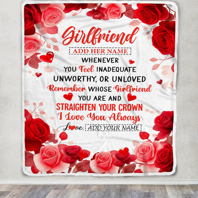 Personalized To My Girlfriend Gifts From Fiance Blanket Rose Flower Anniversary Birthday Gifts Girlfriend Romantic For Her Christmas Custom Fleece Blanket | siriusteestore
