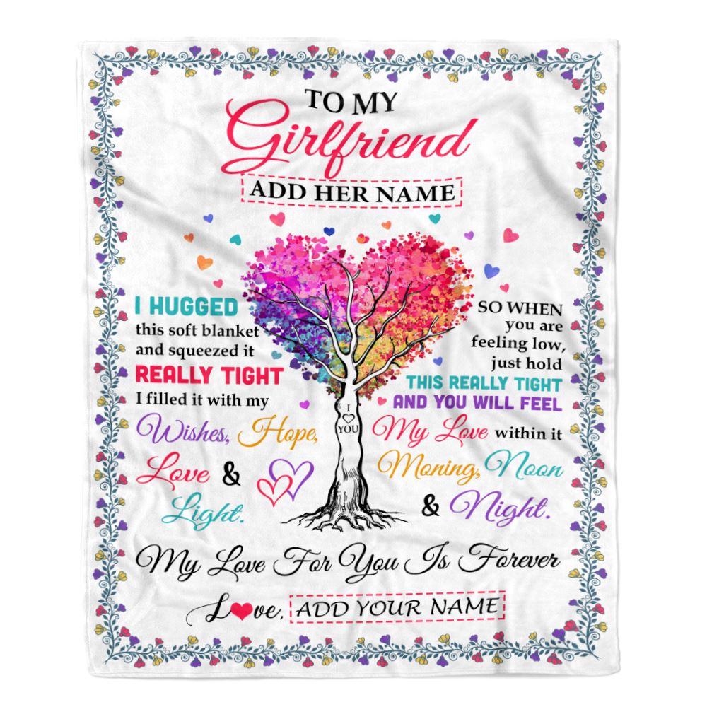 Personalized To My Girlfriend Gifts From Fiance Hugged Blanket Birthday Gifts For Girlfriend Romantic Valentines Day For Her Christmas Custom Fleece Blanket | siriusteestore