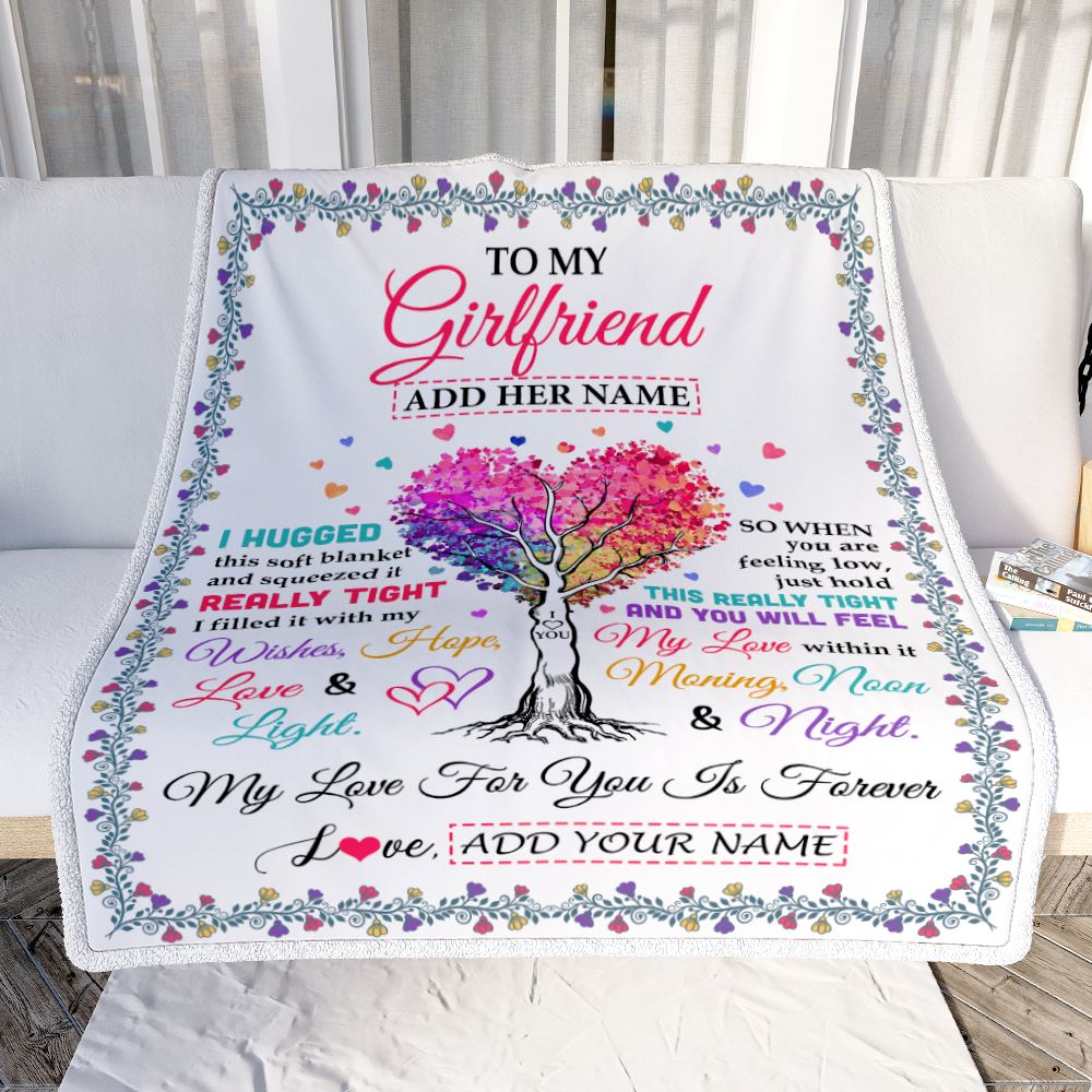 Personalized To My Girlfriend Gifts From Fiance Hugged Blanket Birthday Gifts For Girlfriend Romantic Valentines Day For Her Christmas Custom Fleece Blanket | siriusteestore