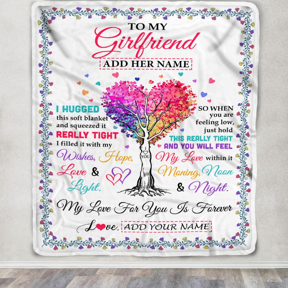 Personalized To My Girlfriend Gifts From Fiance Hugged Blanket Birthday Gifts For Girlfriend Romantic Valentines Day For Her Christmas Custom Fleece Blanket | siriusteestore