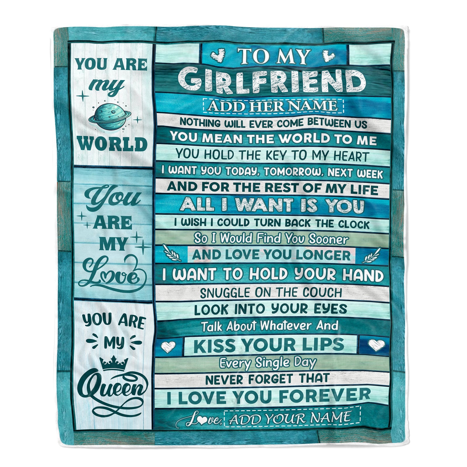 Personalized To My Girlfriend Gifts From Husband Blanket Wood Love You Longer Valentines Romantic Birthday Gifts For Girlfriend Her Christmas Fleece Blanket | siriusteestore