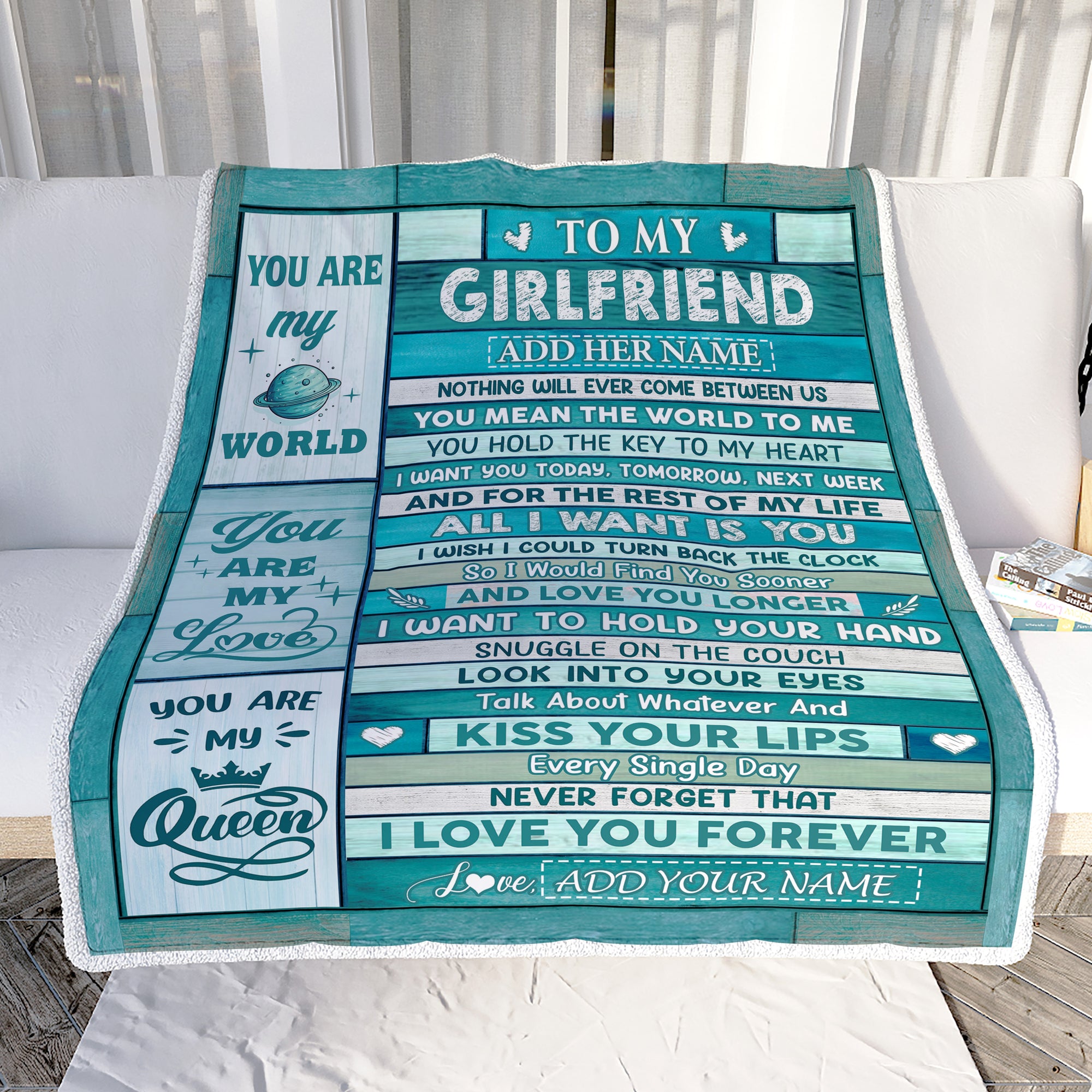 Personalized To My Girlfriend Gifts From Husband Blanket Wood Love You Longer Valentines Romantic Birthday Gifts For Girlfriend Her Christmas Fleece Blanket | siriusteestore