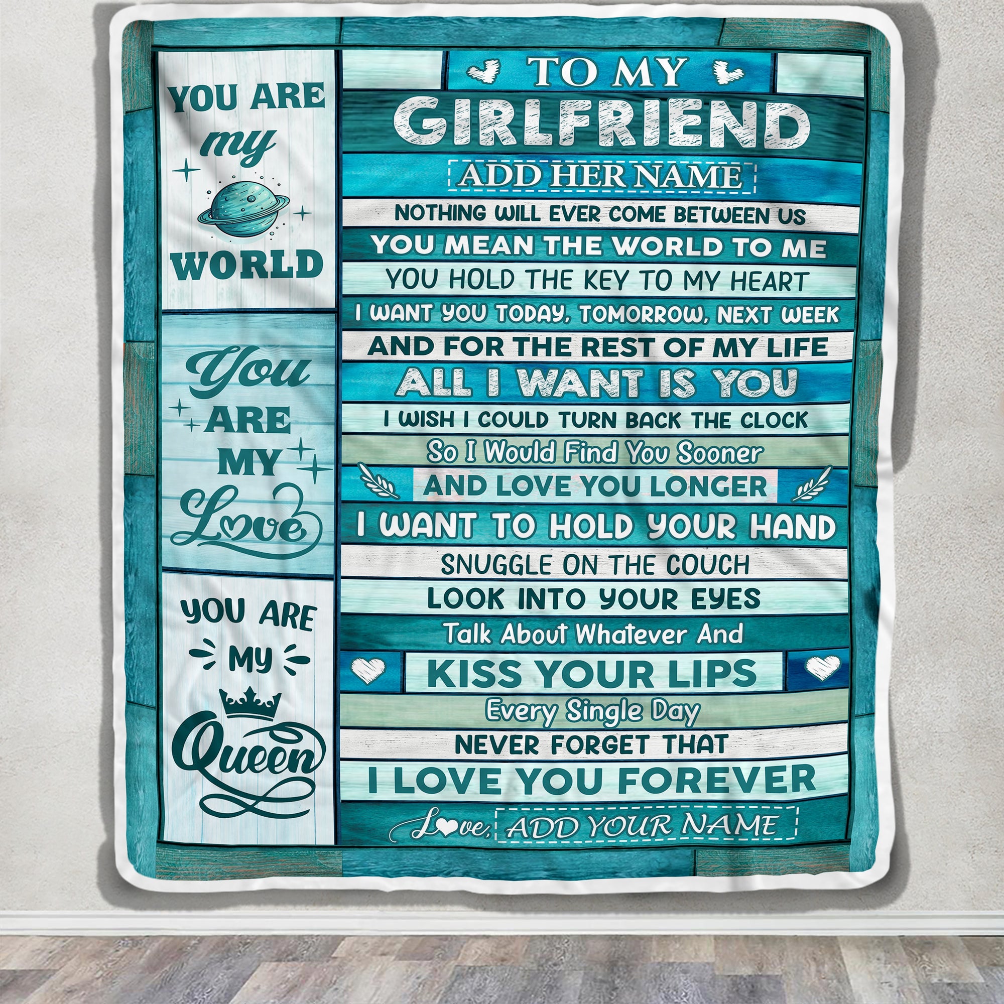 Personalized To My Girlfriend Gifts From Husband Blanket Wood Love You Longer Valentines Romantic Birthday Gifts For Girlfriend Her Christmas Fleece Blanket | siriusteestore