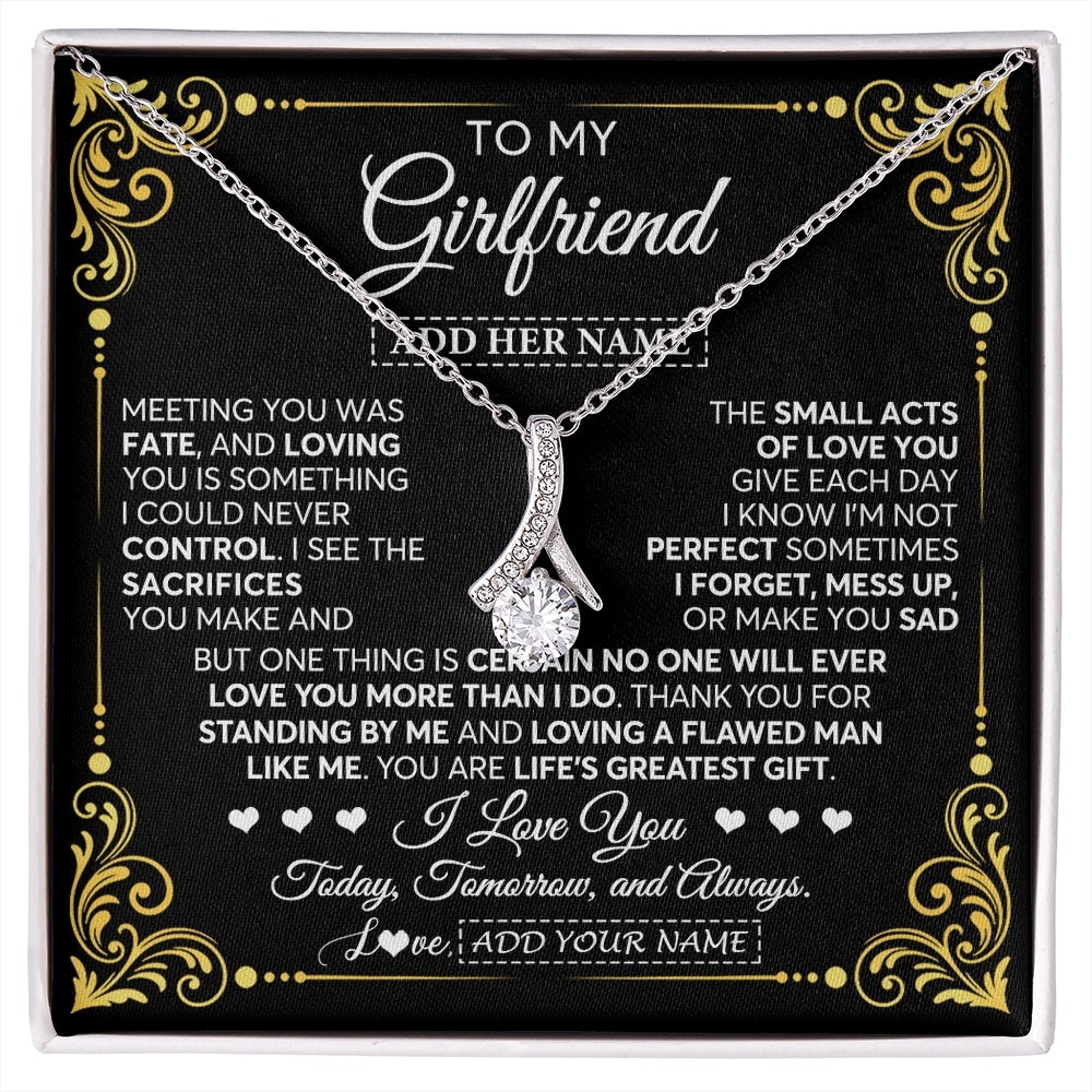 Alluring Beauty Necklace 14K White Gold Finish | 1 | Personalized To My Girlfriend Gifts Necklace From Boyfriend A Meaningful Romantic Jewelry Gift For Anniversary Birthday Christmas Custom Gift Box Message Card | https://siriusteestore.