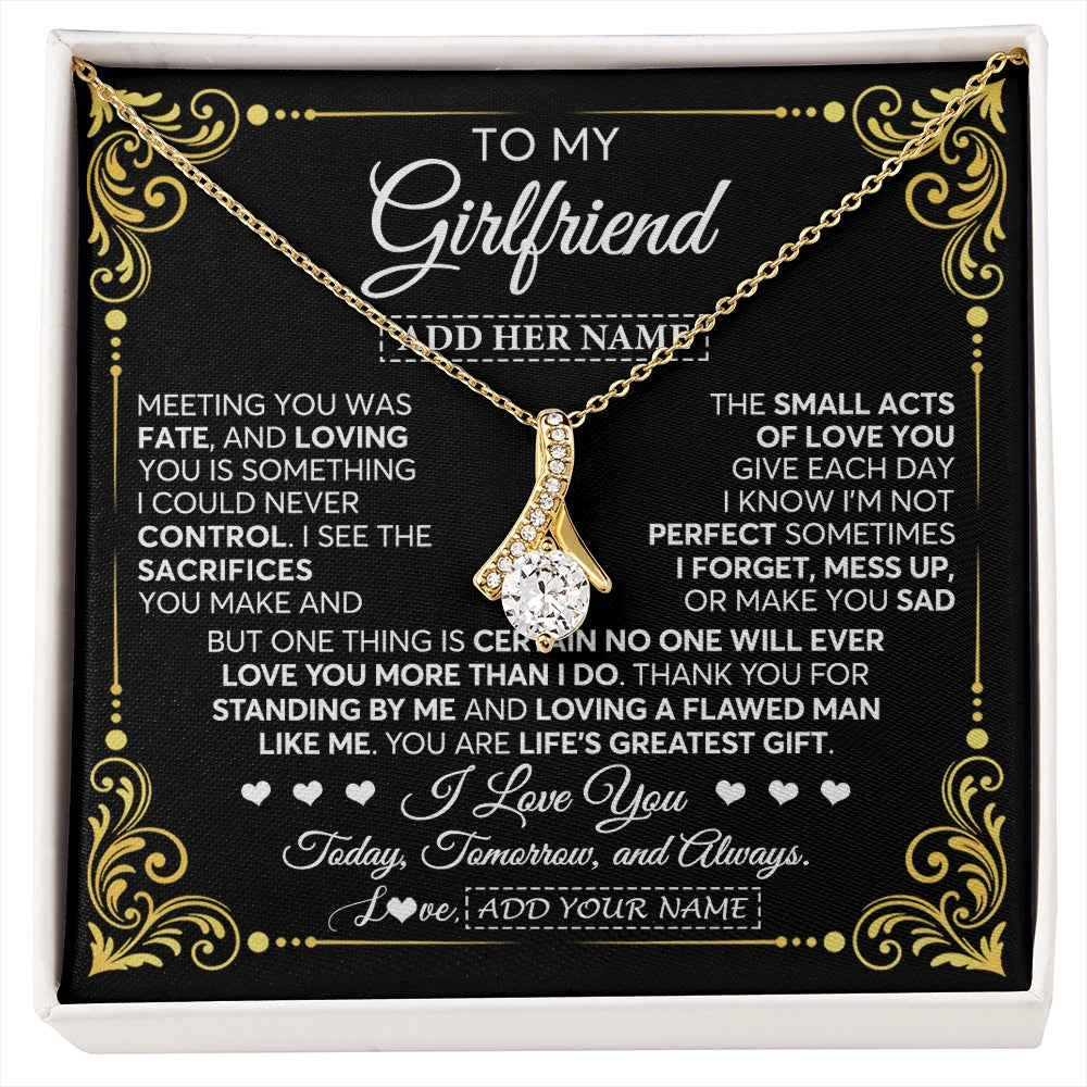 Alluring Beauty Necklace 18K Yellow Gold Finish | 1 | Personalized To My Girlfriend Gifts Necklace From Boyfriend A Meaningful Romantic Jewelry Gift For Anniversary Birthday Christmas Custom Gift Box Message Card | https://siriusteestore.