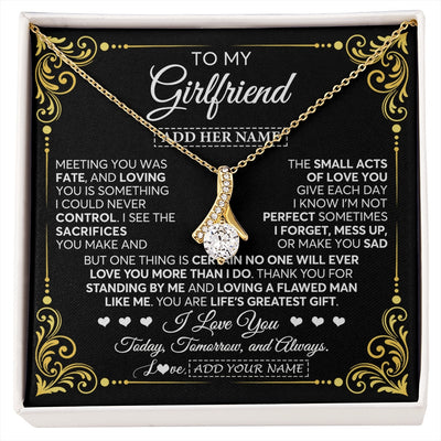 Alluring Beauty Necklace 18K Yellow Gold Finish | 1 | Personalized To My Girlfriend Gifts Necklace From Boyfriend A Meaningful Romantic Jewelry Gift For Anniversary Birthday Christmas Custom Gift Box Message Card | https://siriusteestore.