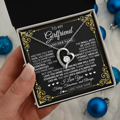 Forever Love Necklace 14K White Gold Finish | 2 | Personalized To My Girlfriend Gifts Necklace From Boyfriend A Meaningful Romantic Jewelry Gift For Anniversary Birthday Christmas Custom Gift Box Message Card | https://siriusteestore.