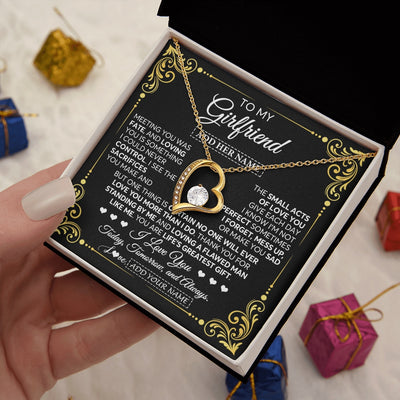 Forever Love Necklace 18K Yellow Gold Finish | 2 | Personalized To My Girlfriend Gifts Necklace From Boyfriend A Meaningful Romantic Jewelry Gift For Anniversary Birthday Christmas Custom Gift Box Message Card | https://siriusteestore.