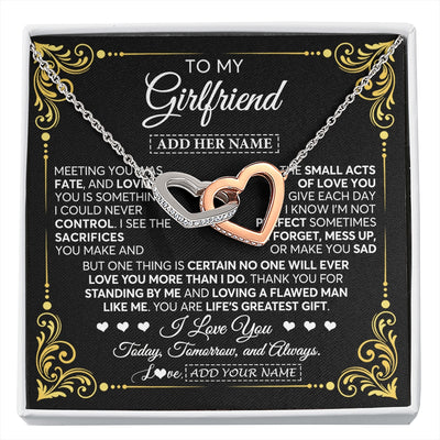 Interlocking Hearts Necklace Stainless Steel & Rose Gold Finish | 1 | Personalized To My Girlfriend Gifts Necklace From Boyfriend A Meaningful Romantic Jewelry Gift For Anniversary Birthday Christmas Custom Gift Box Message Card | https://siriusteestore.