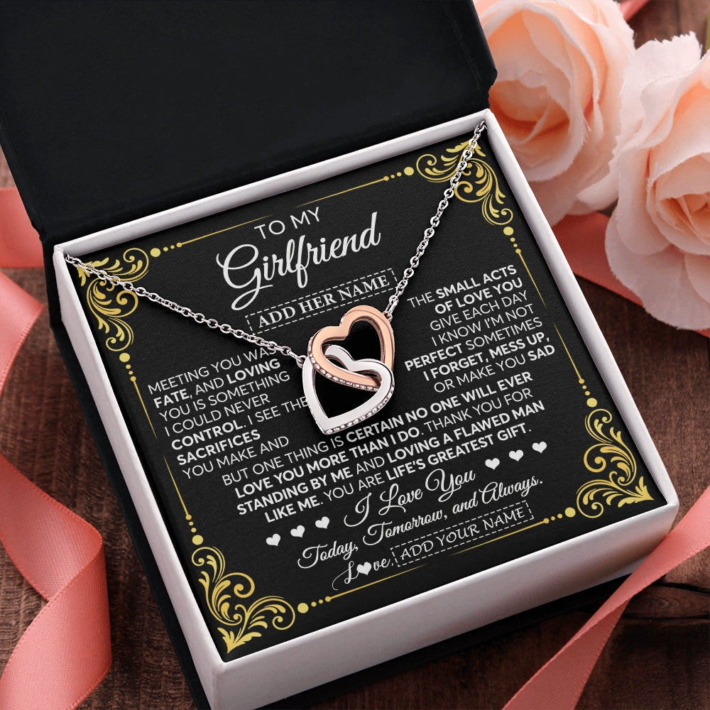 Interlocking Hearts Necklace Stainless Steel & Rose Gold Finish | 2 | Personalized To My Girlfriend Gifts Necklace From Boyfriend A Meaningful Romantic Jewelry Gift For Anniversary Birthday Christmas Custom Gift Box Message Card | https://siriusteestore.