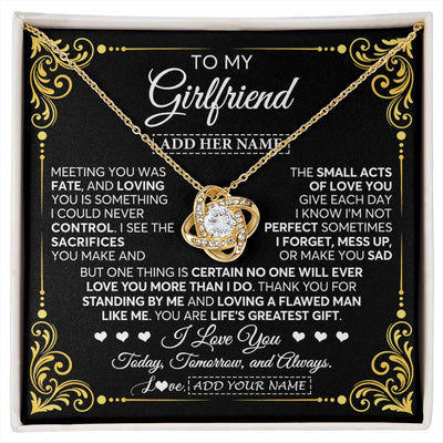 Love Knot Necklace 18K Yellow Gold Finish | 1 | Personalized To My Girlfriend Gifts Necklace From Boyfriend A Meaningful Romantic Jewelry Gift For Anniversary Birthday Christmas Custom Gift Box Message Card | https://siriusteestore.