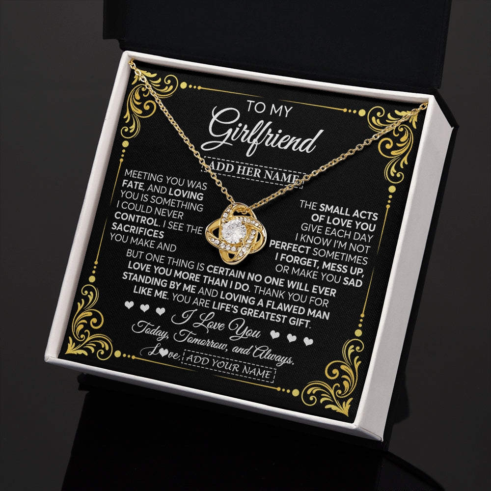Love Knot Necklace 18K Yellow Gold Finish | 2 | Personalized To My Girlfriend Gifts Necklace From Boyfriend A Meaningful Romantic Jewelry Gift For Anniversary Birthday Christmas Custom Gift Box Message Card | https://siriusteestore.