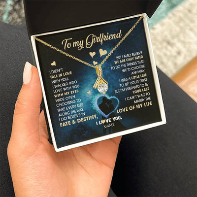 Alluring Beauty Necklace 18K Yellow Gold Finish | Personalized To My Girlfriend Necklace Fall In Love With You Future Wife Birthday Anniversary Valentines Day Christmas Customized Gift Box Message Card | siriusteestore