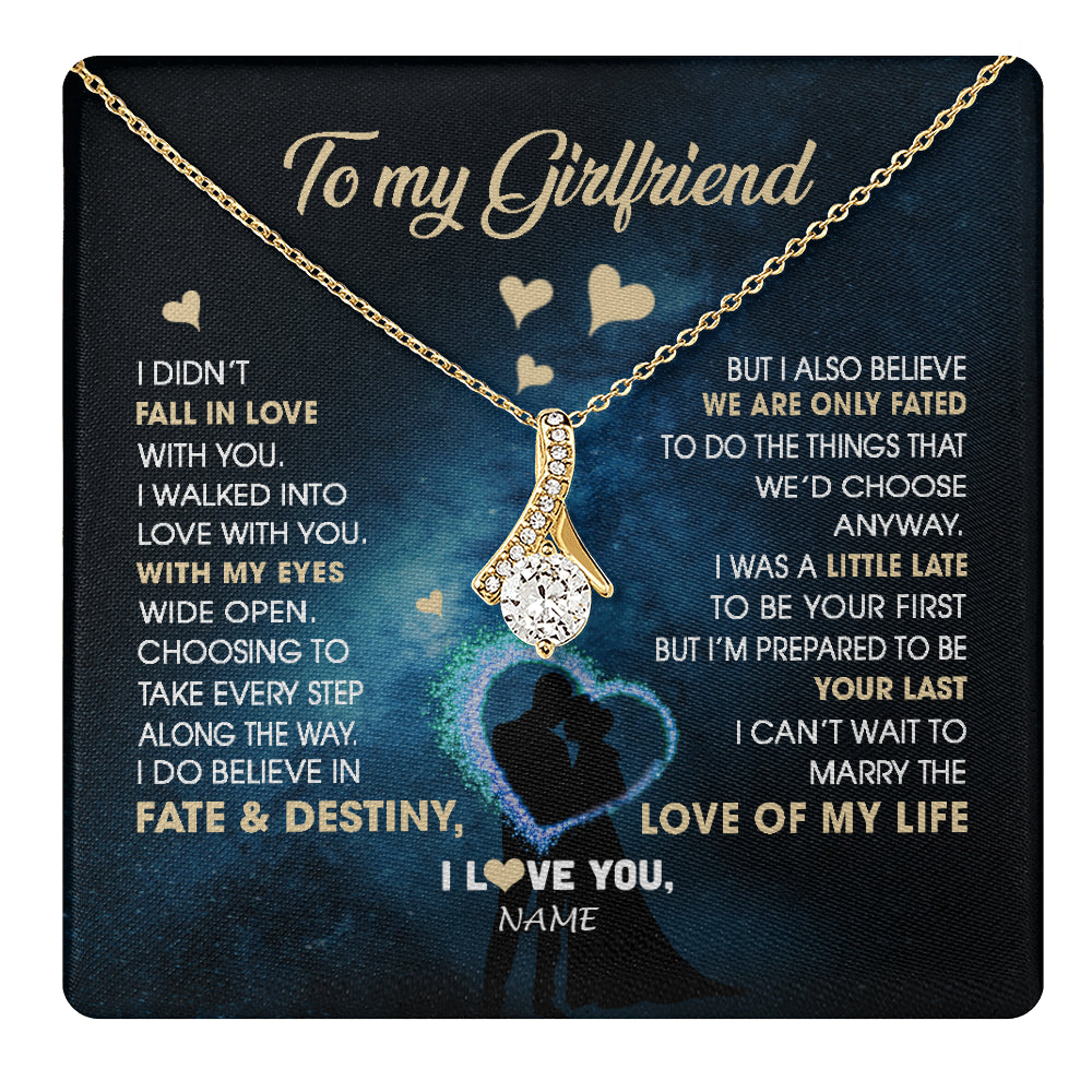 Alluring Beauty Necklace 18K Yellow Gold Finish | 1 | Personalized To My Girlfriend Necklace Fall In Love With You Future Wife Birthday Anniversary Valentines Day Christmas Customized Gift Box Message Card | siriusteestore
