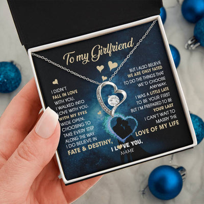 Forever Love Necklace 14K White Gold Finish | Personalized To My Girlfriend Necklace Fall In Love With You Future Wife Birthday Anniversary Valentines Day Christmas Customized Gift Box Message Card | siriusteestore