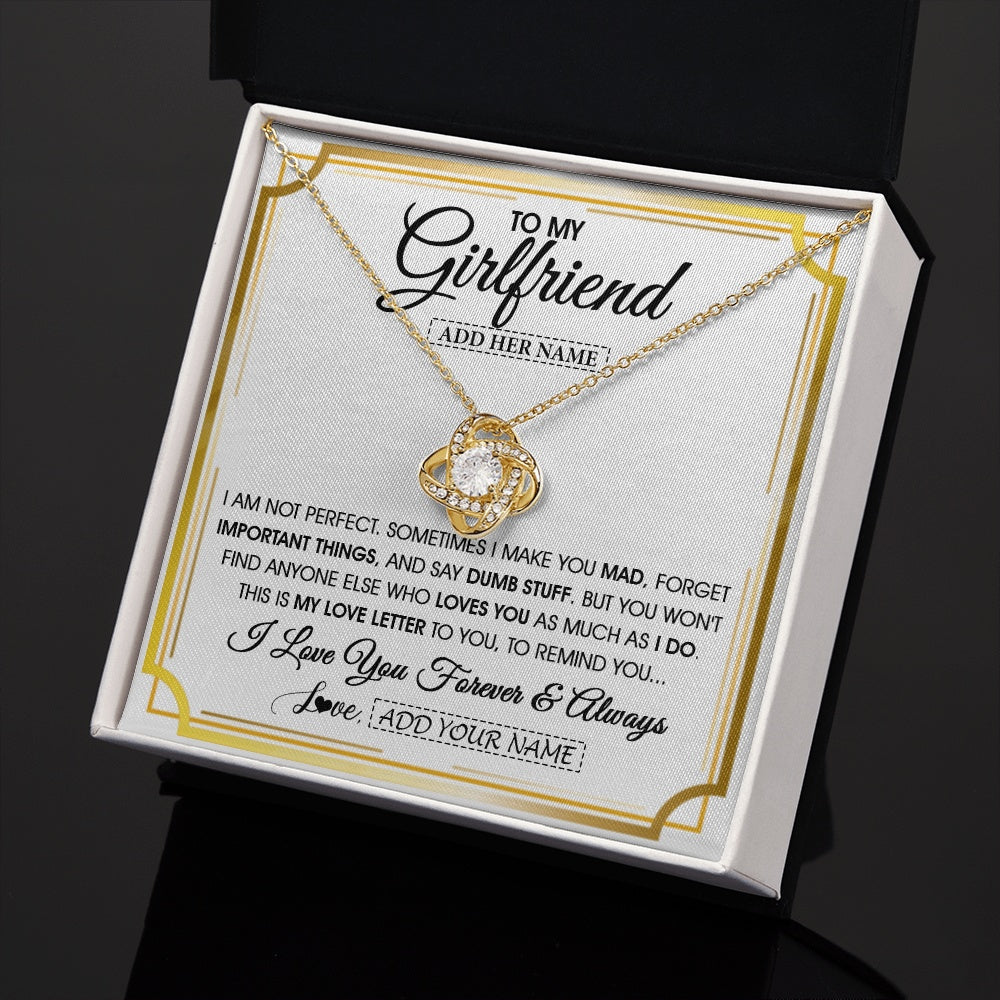 Love Knot Necklace 18K Yellow Gold Finish | 2 | Personalized To My Girlfriend Necklace For Women Love Letter Romatic Gifts For Her Girlfriend Gift From Boyfriend Valentines Custom Gift Box Message Card | https://siriusteestore.