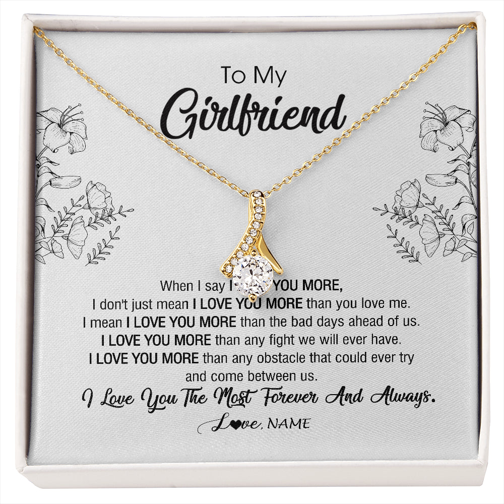 Alluring Beauty Necklace 18K Yellow Gold Finish | 1 | Personalized To My Girlfriend Necklace From Boyfriend I Love You More Girlfriend Birthday Anniversary Wedding Valentines Day Christmas Customized Message Card | siriusteestore