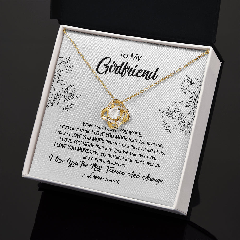Love Knot Necklace 18K Yellow Gold Finish | 2 | Personalized To My Girlfriend Necklace From Boyfriend I Love You More Girlfriend Birthday Anniversary Wedding Valentines Day Christmas Customized Message Card | siriusteestore
