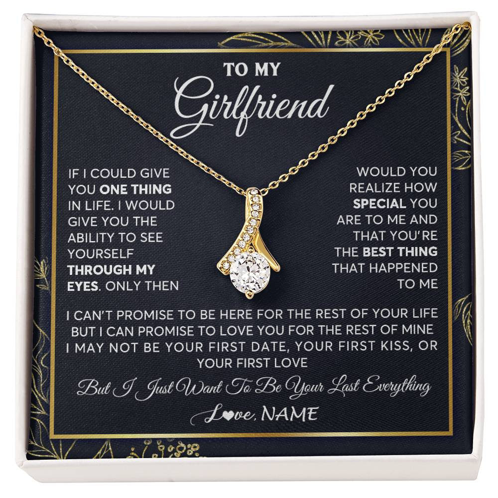 Alluring Beauty Necklace 18K Yellow Gold Finish | 1 | Personalized To My Girlfriend Necklace From Boyfriend You Are The Best Thing Girlfriend Birthday Anniversary Valentines Day Customized Gift Box Message Card | siriusteestore