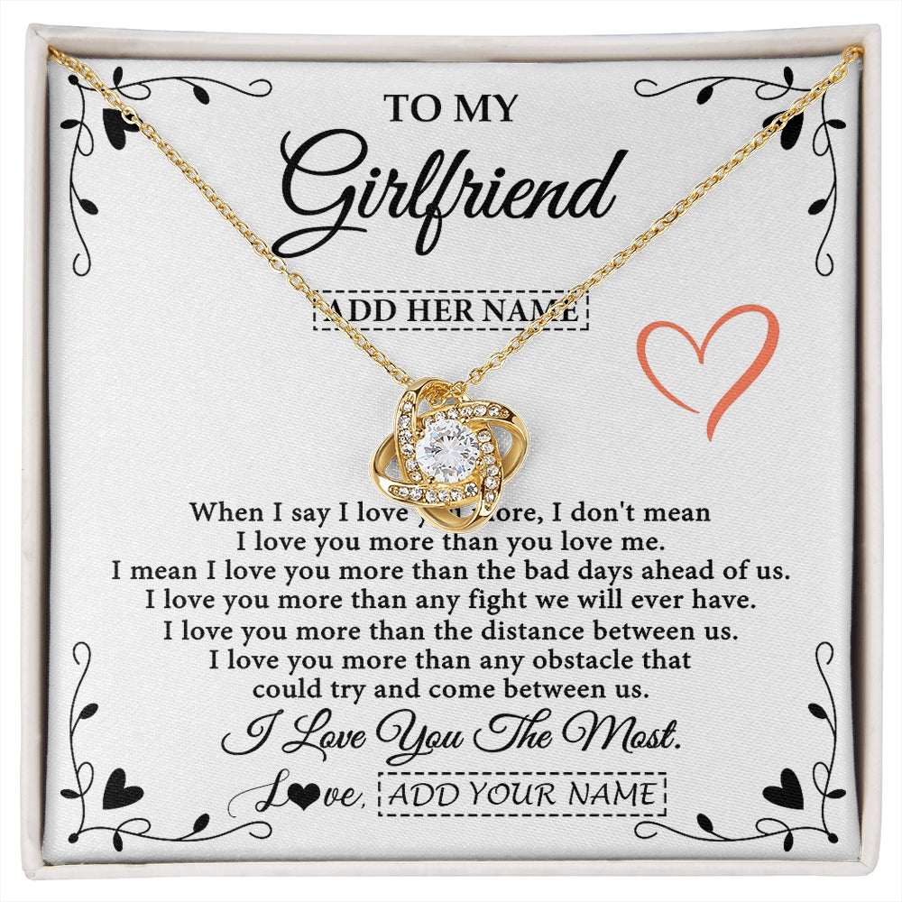Love Knot Necklace 18K Yellow Gold Finish | 1 | Personalized To My Girlfriend Necklace Gift For Her I Love You More Than Anything Pendant Love Girlfriend Birthday Gifts Christmas Gift Box Message Card | https://siriusteestore.