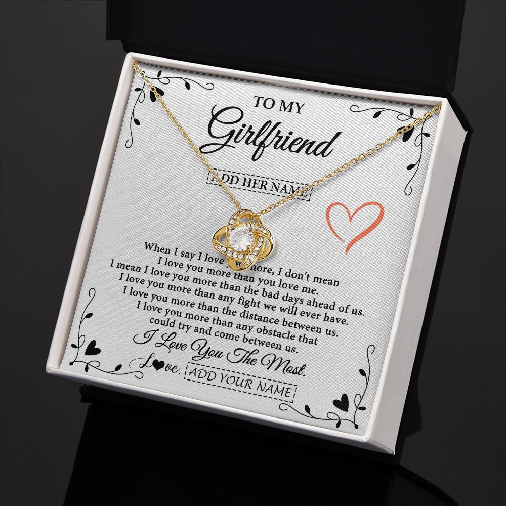 Love Knot Necklace 18K Yellow Gold Finish | 2 | Personalized To My Girlfriend Necklace Gift For Her I Love You More Than Anything Pendant Love Girlfriend Birthday Gifts Christmas Gift Box Message Card | https://siriusteestore.