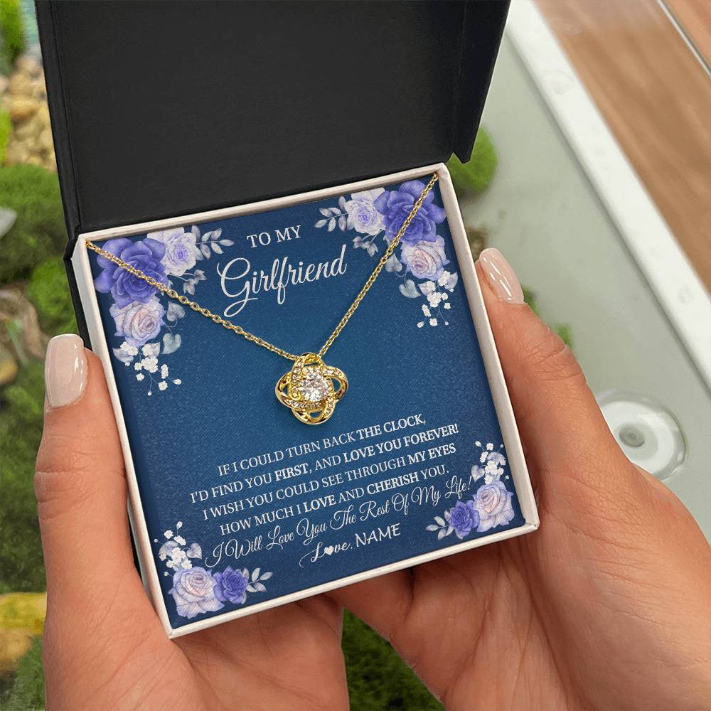Love Knot Necklace 18K Yellow Gold Finish | 2 | Personalized To My Girlfriend Necklace Love You Forever Girlfriend Birthday Anniversary Valentines Day Christmas Jewelry Customized Gift Box Message Card | siriusteestore