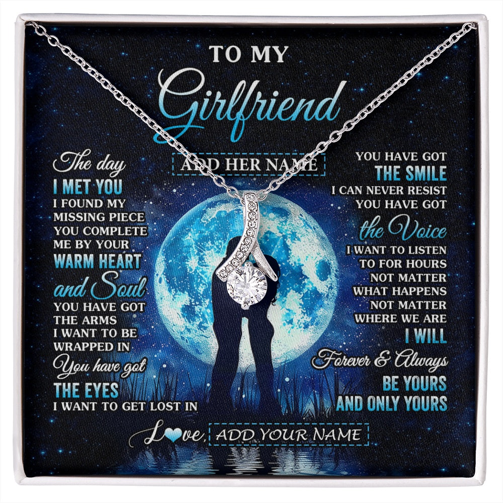 Alluring Beauty Necklace 14K White Gold Finish | 1 | Personalized To My Girlfriend Necklace The Day I Met You Girlfriend Birthday Gifts Romantic Valentines Day For Her Christmas Custom Gift Box Message Card | siriusteestore.myshopify