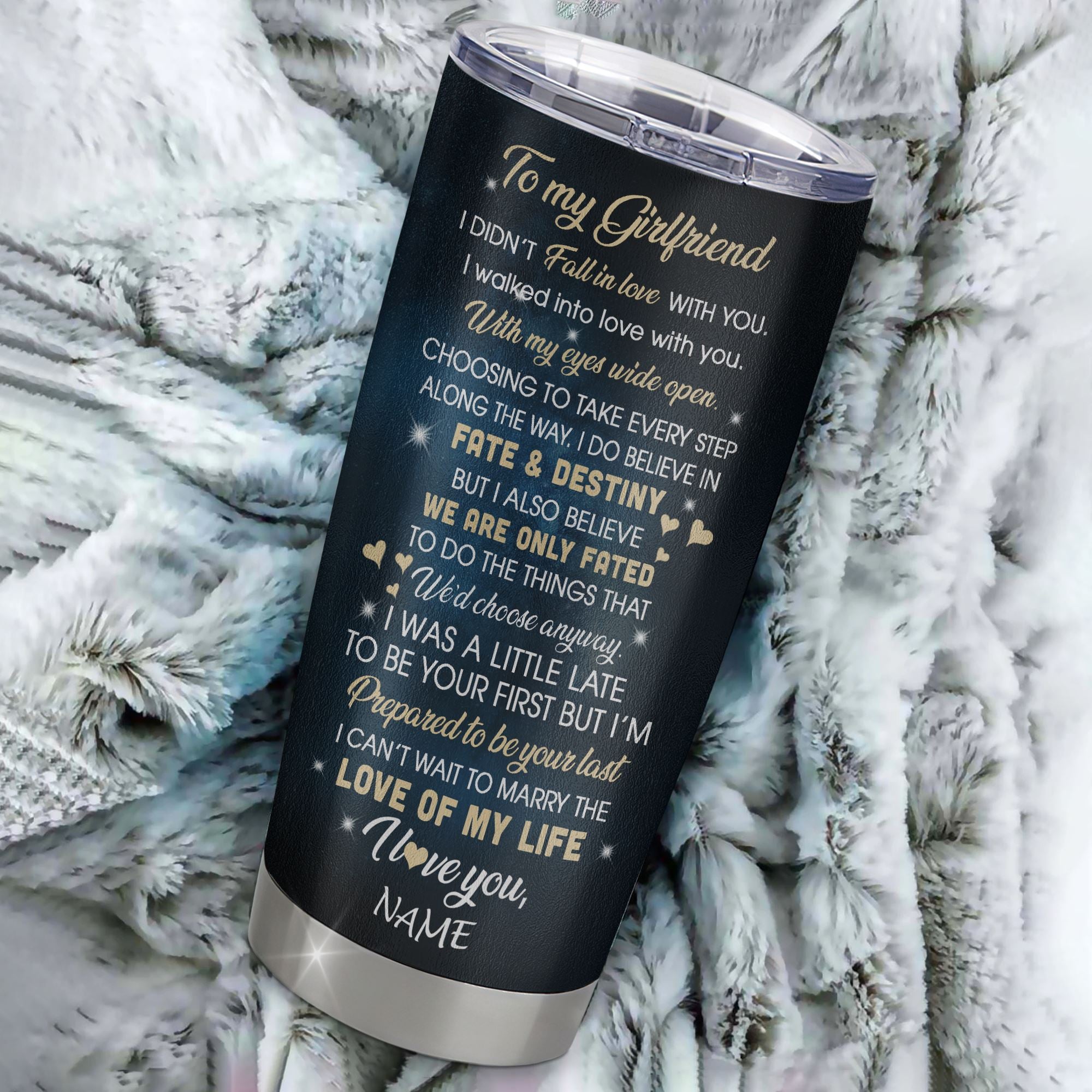 Personalized To My Girlfriend Tumbler Fall In Love With You Future Wife Birthday Anniversary Romantic Gift Valentines Day Christmas Custom Travel Mug | siriusteestore