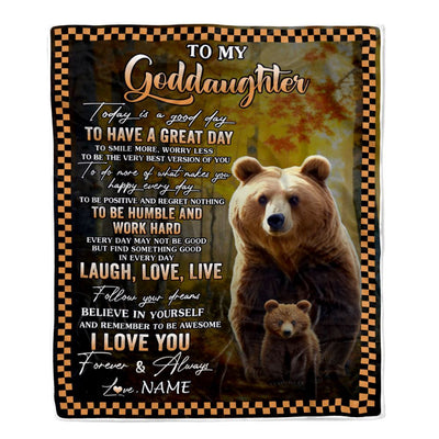 Personalized To My Goddaughter Bear Blanket From Godmother Uncle Every Day Laugh Love Live Goddaughter Birthday Gifts Christmas Customized Fleece Blanket | siriusteestore