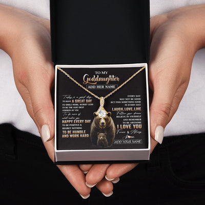 Alluring Beauty Necklace 18K Yellow Gold Finish | 2 | Personalized To My Goddaughter Bear Necklace From Godmother Uncle Every Day Laugh Love Live Goddaughter Birthday Gifts Christmas Custom Gift Box Message Card | https://siriusteestore.