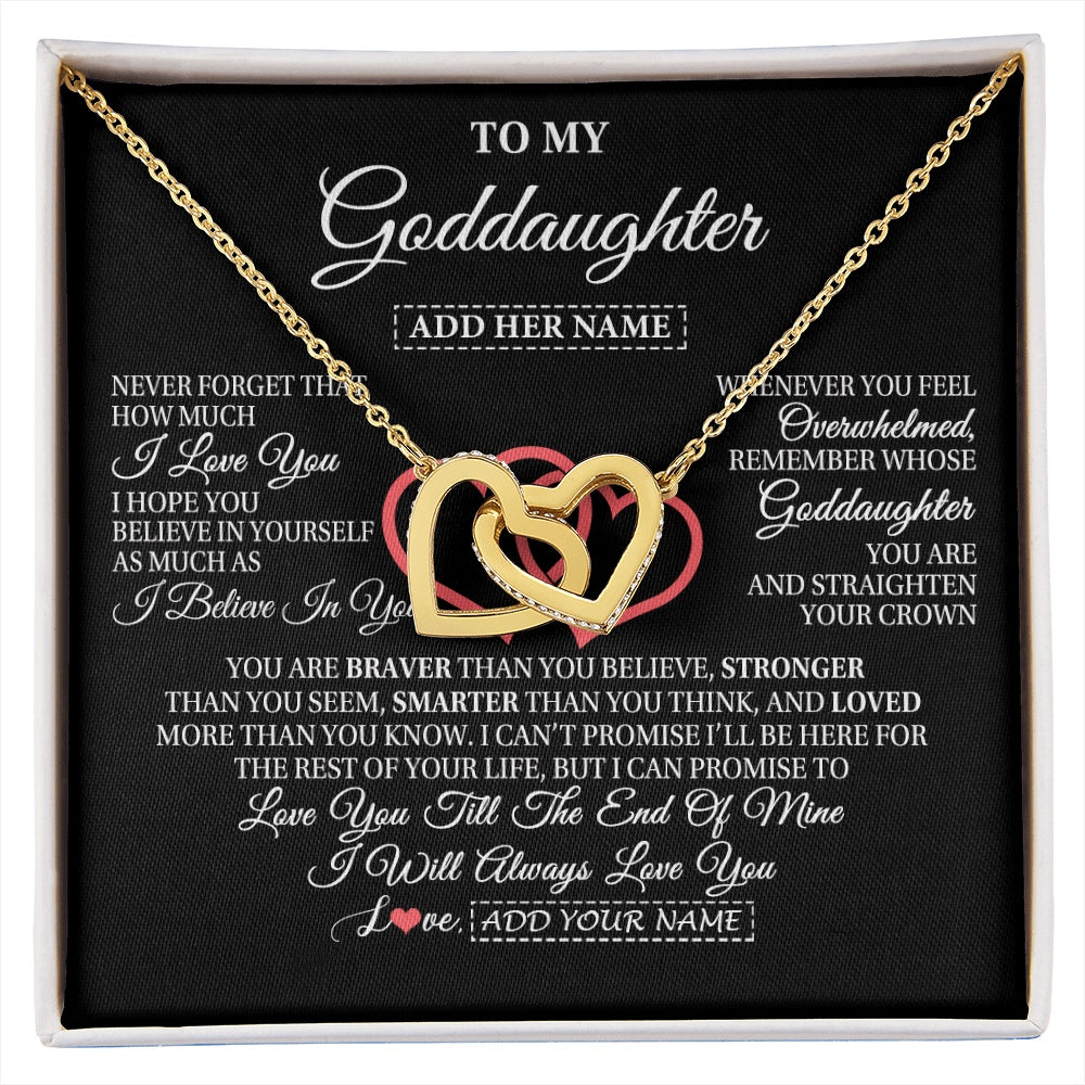 Interlocking Hearts Necklace 18K Yellow Gold Finish | 1 | Personalized To My Goddaughter Birthday Gifts From Godmother Uncle Always Love You Goddaughter Gifts Necklace Jewelry Christmas Custom Gift Box Message Card | siriusteestore.myshopify