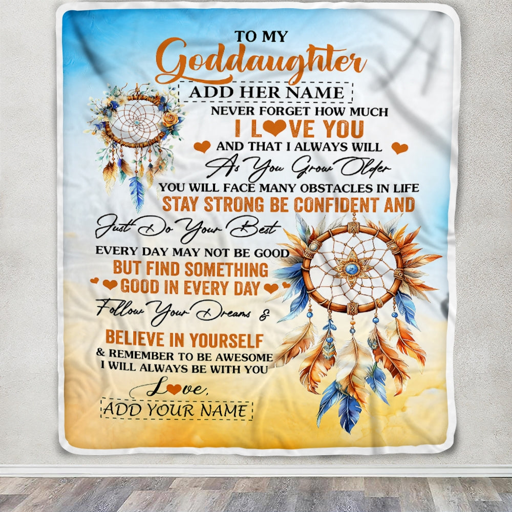 Personalized To My Goddaughter Blanket Dream Catcher I Love You Forever From Godmother Goddaughter Birthday Gifts Christmas Graduation Custom Fleece Blanket | siriusteestore