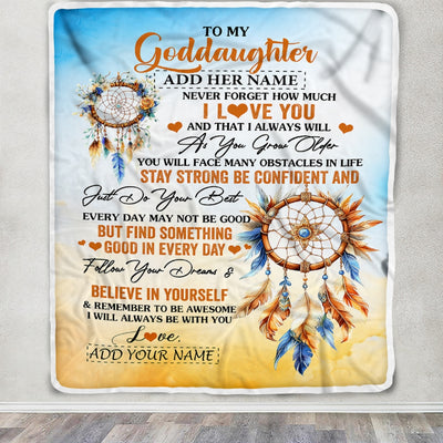 Personalized To My Goddaughter Blanket Dream Catcher I Love You Forever From Godmother Goddaughter Birthday Gifts Christmas Graduation Custom Fleece Blanket | siriusteestore