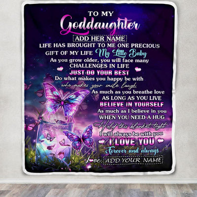 Personalized To My Goddaughter Blanket From Aunt My Little Baby Butterfly Goddaughter Birthday Present Gifts Summer Travel Christmas Customized Fleece Blanket | siriusteestore