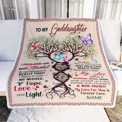 Personalized To My Goddaughter Blanket From Aunt Uncle My Love Within It Morning Noon Night Butterfly Tree Goddaughter Birthday Christmas Fleece Blanket | siriusteestore