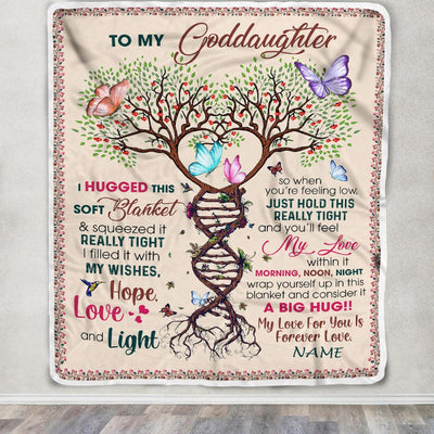 Personalized To My Goddaughter Blanket From Aunt Uncle My Love Within It Morning Noon Night Butterfly Tree Goddaughter Birthday Christmas Fleece Blanket | siriusteestore