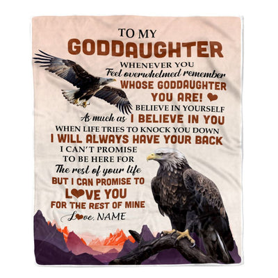 Personalized To My Goddaughter Blanket From Aunt Uncle Whenever You Feel Eagle Goddaughter Birthday Gifts Graduation Christmas Customized Fleece Throw Blanket | siriusteestore