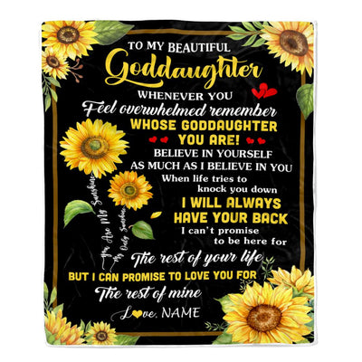 Personalized To My Goddaughter Blanket From Aunt Uncle Whenever You Feel Sunflower Goddaughter Birthday Gifts Graduation Christmas Customized Fleece Blanket | siriusteestore