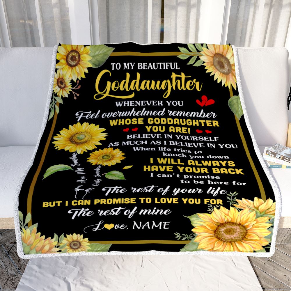Personalized To My Goddaughter Blanket From Aunt Uncle Whenever You Feel Sunflower Goddaughter Birthday Gifts Graduation Christmas Customized Fleece Blanket | siriusteestore