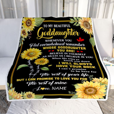 Personalized To My Goddaughter Blanket From Aunt Uncle Whenever You Feel Sunflower Goddaughter Birthday Gifts Graduation Christmas Customized Fleece Blanket | siriusteestore