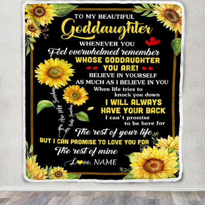 Personalized To My Goddaughter Blanket From Aunt Uncle Whenever You Feel Sunflower Goddaughter Birthday Gifts Graduation Christmas Customized Fleece Blanket | siriusteestore