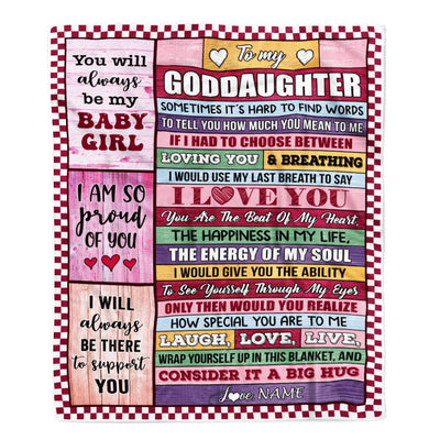 Personalized To My Goddaughter Blanket From Aunt Uncle Wood You Mean Yo Me Baby Girl Godchild Birthday Graduation Christmas Customized Gift Fleece Blanket | siriusteestore