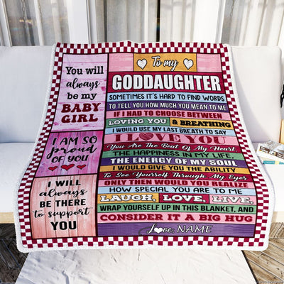 Personalized To My Goddaughter Blanket From Aunt Uncle Wood You Mean Yo Me Baby Girl Godchild Birthday Graduation Christmas Customized Gift Fleece Blanket | siriusteestore
