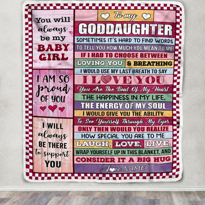 Personalized To My Goddaughter Blanket From Aunt Uncle Wood You Mean Yo Me Baby Girl Godchild Birthday Graduation Christmas Customized Gift Fleece Blanket | siriusteestore