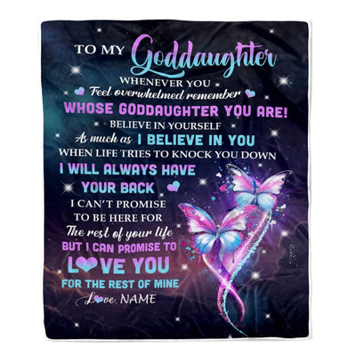 Personalized To My Goddaughter Blanket From Aunt Whenever You Feel Butterfly Goddaughter Birthday Gifts Graduation Christmas Customized Fleece Throw Blanket | siriusteestore