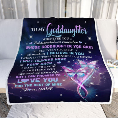 Personalized To My Goddaughter Blanket From Aunt Whenever You Feel Butterfly Goddaughter Birthday Gifts Graduation Christmas Customized Fleece Throw Blanket | siriusteestore