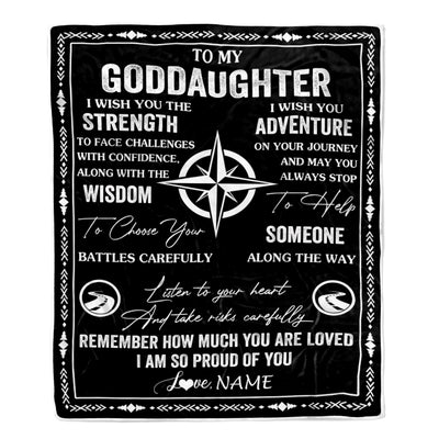 Personalized To My Goddaughter Blanket From Godfather Aunt I Wish You The Strength Goddaughter Birthday Gifts Graduation Christmas Customized Fleece Blanket | siriusteestore