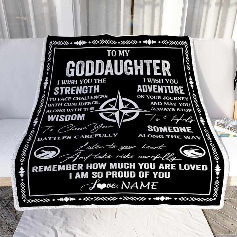 Personalized To My Goddaughter Blanket From Godfather Aunt I Wish You The Strength Goddaughter Birthday Gifts Graduation Christmas Customized Fleece Blanket | siriusteestore